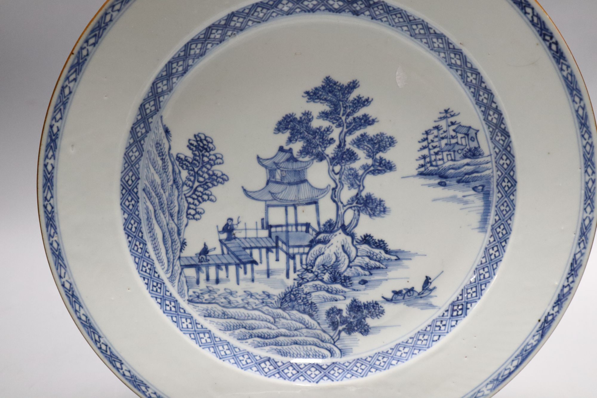 Two Chinese blue and white plates, diameter 29cm